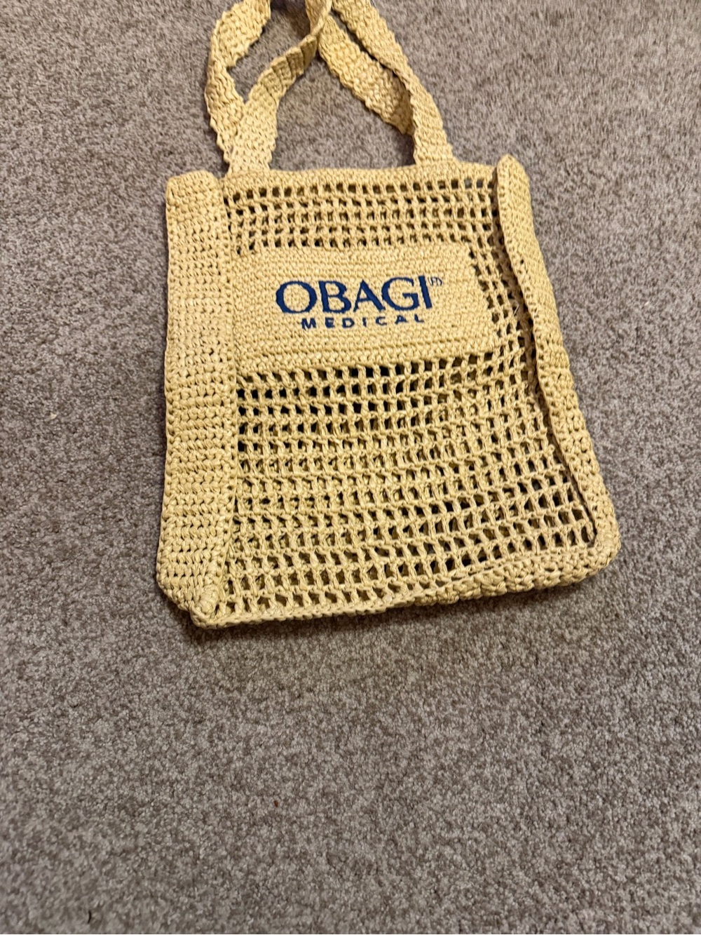 Obagi Yellow Crochet Mesh Tote